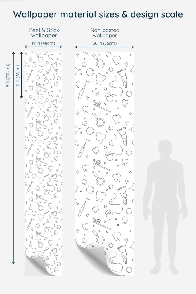 Fancy Walls self-adhesive wallpaper with quirky black and white tooth doodles