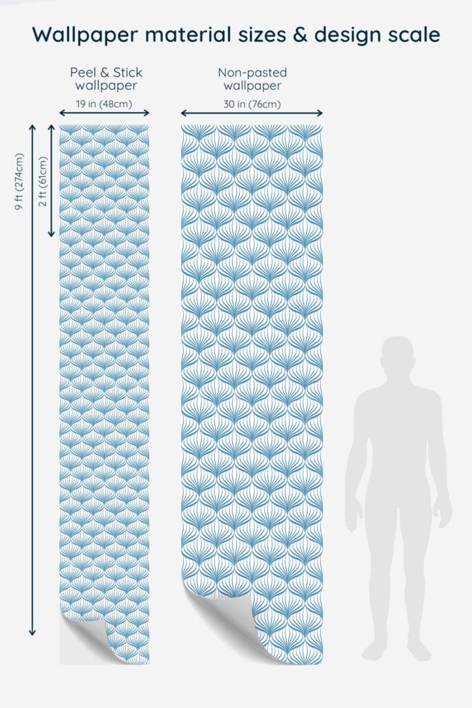 Wallpaper for walls in blue and white abstract line pattern by Fancy Walls