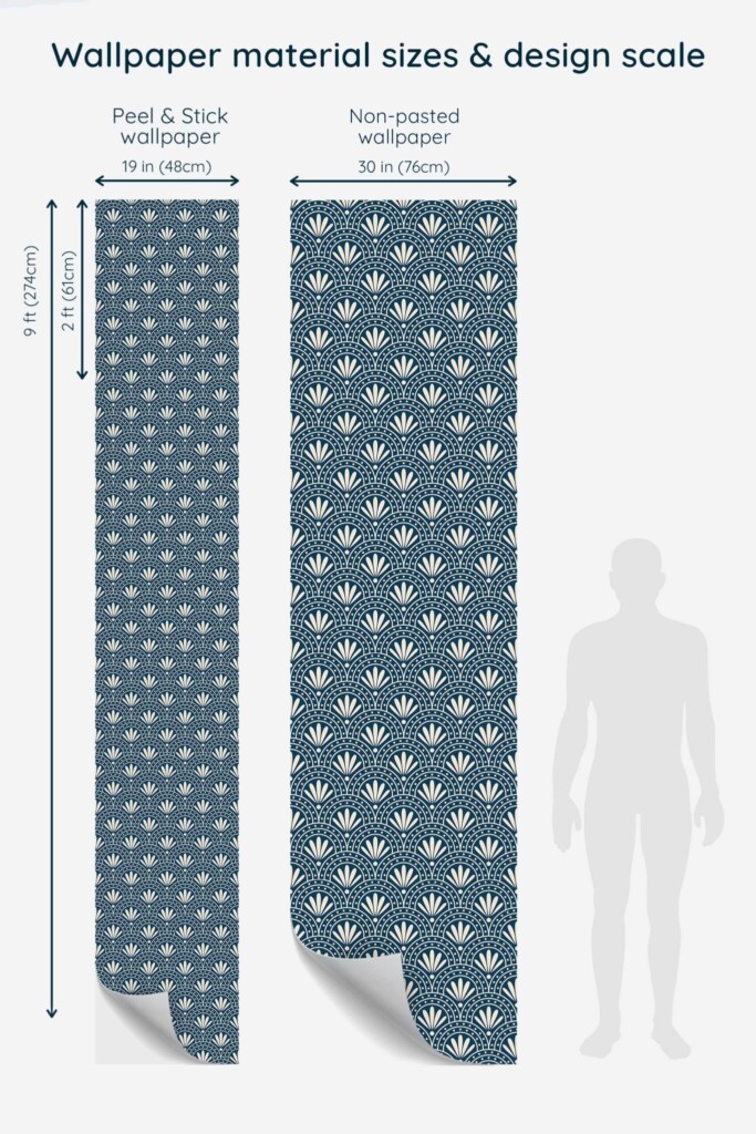 Wallpaper for walls in blue art deco floral pattern from Fancy Walls