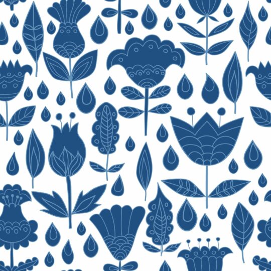 Blue and white boho floral removable wallpaper