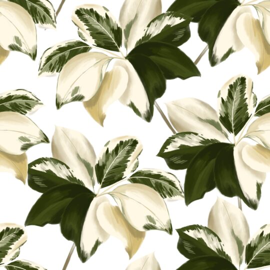 Bold green and cream color leaf removable wallpaper