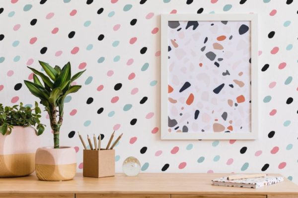 Multicolor dotted peel and stick wallpaper