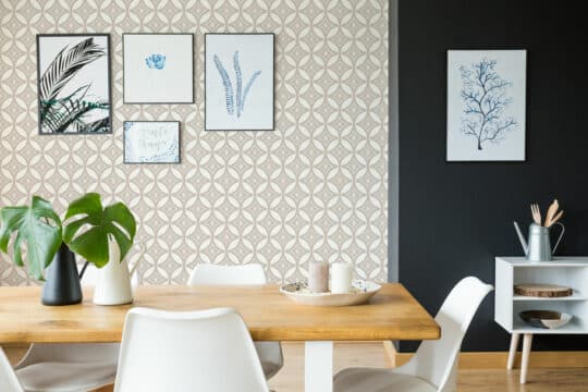 Art deco geometric circle pattern peel and stick wallpaper