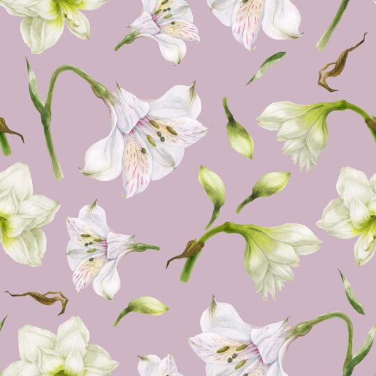 Purple and white floral removable wallpaper