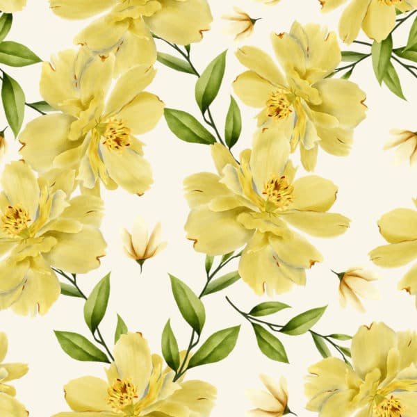 Yellow floral pattern wallpaper - Peel and Stick Removable | Fancy Walls