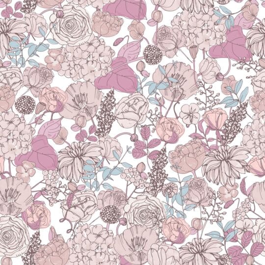 Seamless pink floral removable wallpaper