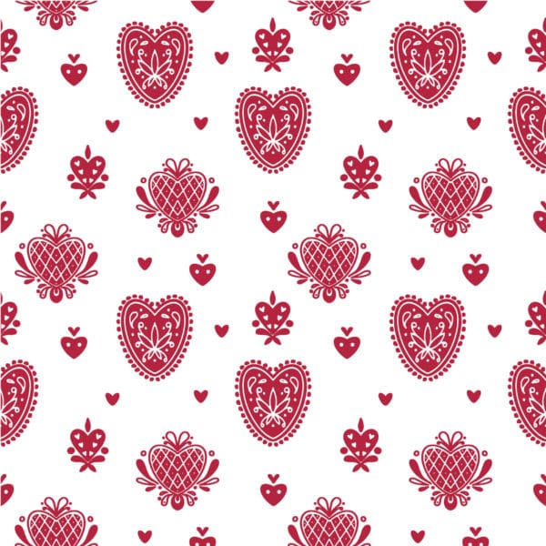 red and white folk heart self-adhesive wallpaper