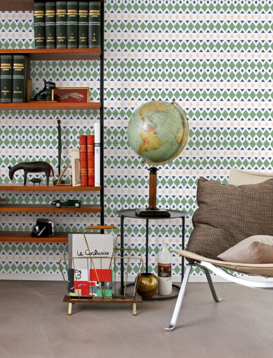 Geometric argyle pattern stick on wallpaper
