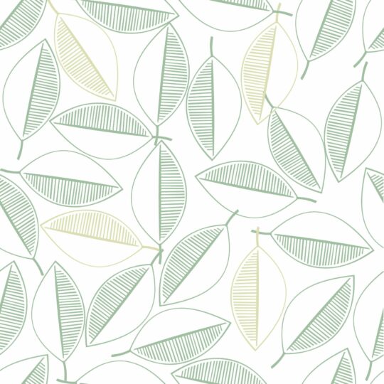 Scandinavian green leaf peel and stick wallpaper