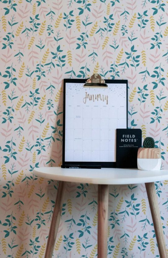 Pastel leaf temporary wallpaper