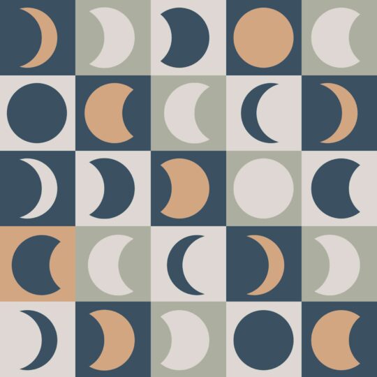 Multicolor moon phase peel and stick wallpaper