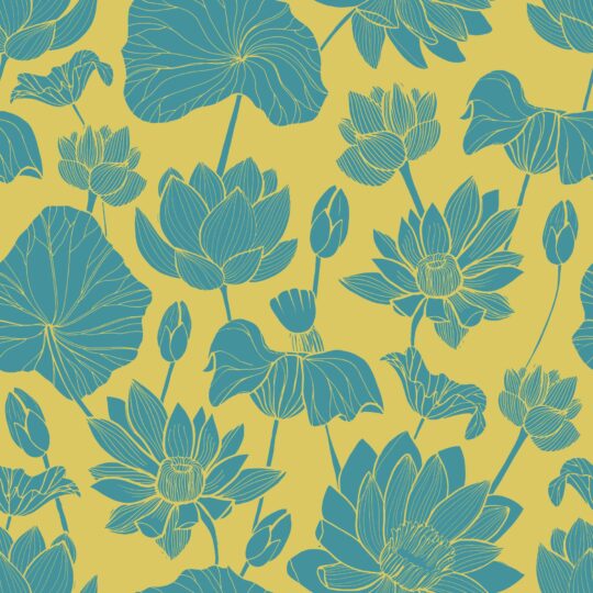 Teal and yellow dahlia removable wallpaper