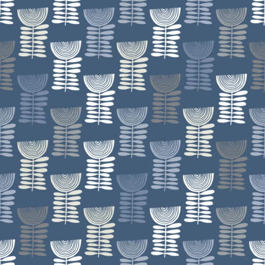 Blue Scandinavian floral removable wallpaper