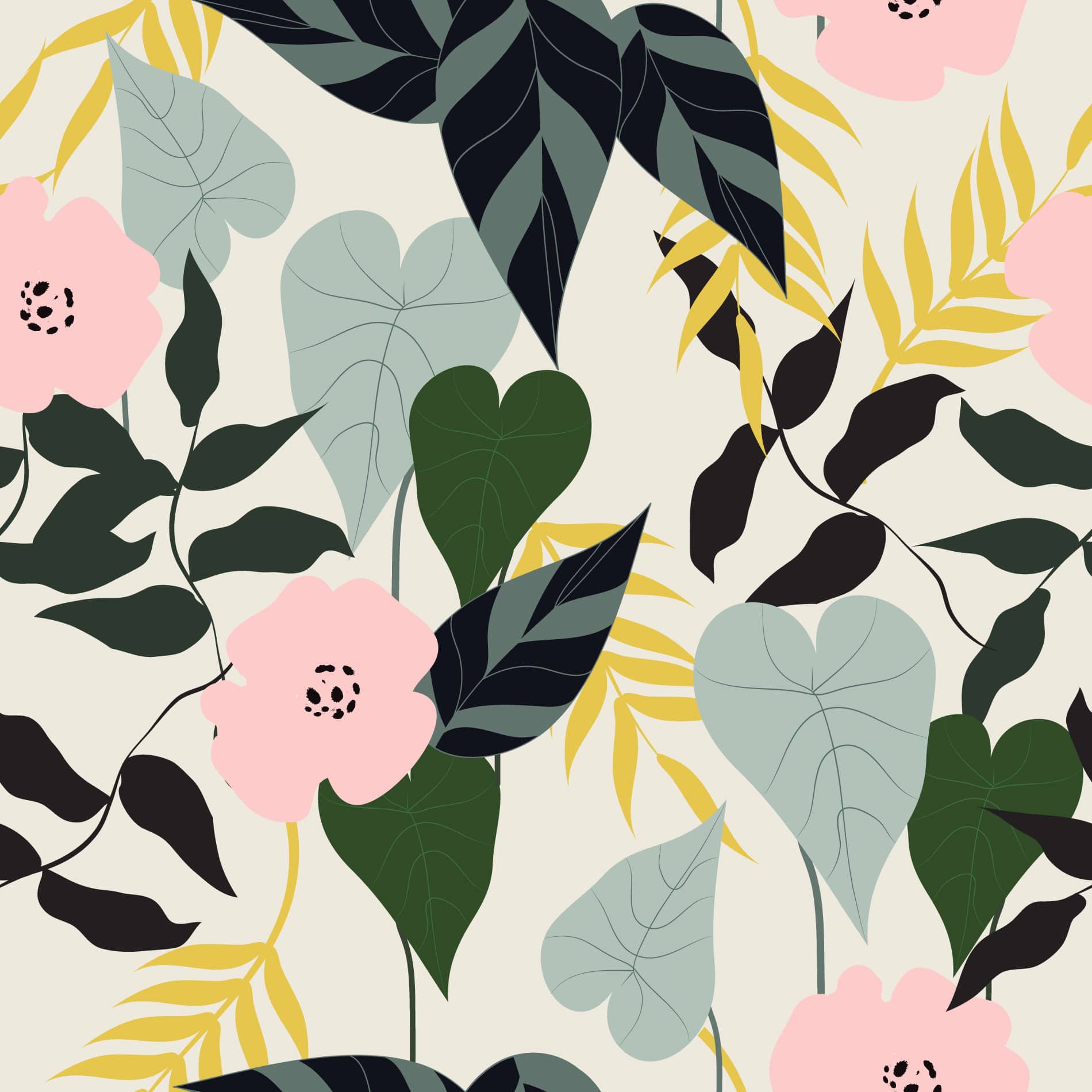 Multicolor floral and botanical wallpaper - Peel and Stick or Non-Pasted