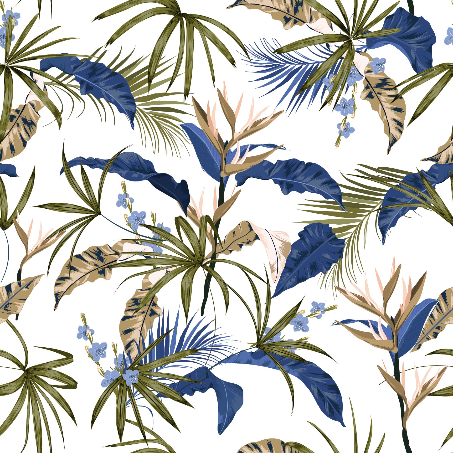 Tropical leaf Wallpaper - Peel and Stick or Non-Pasted