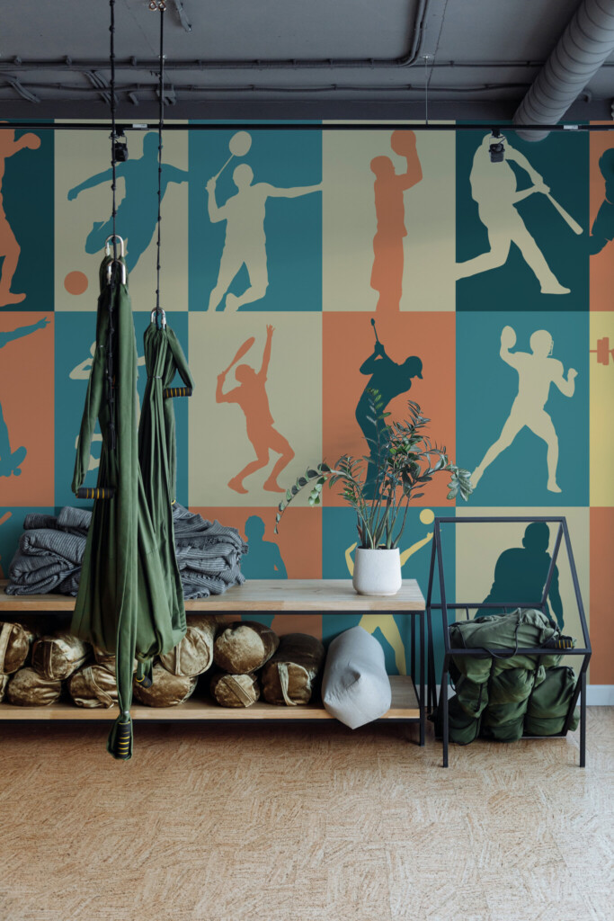 Fancy Walls colorful sport silhouettes murals for walls.