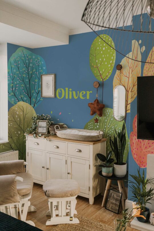 Wall Mural Peel and Stick with Colorful Trees Design by Fancy Walls