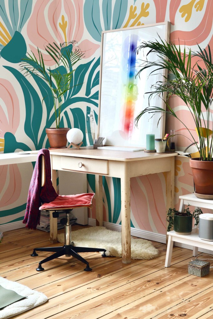 Removable wall mural featuring Vibrant Bold Floral by Fancy Walls