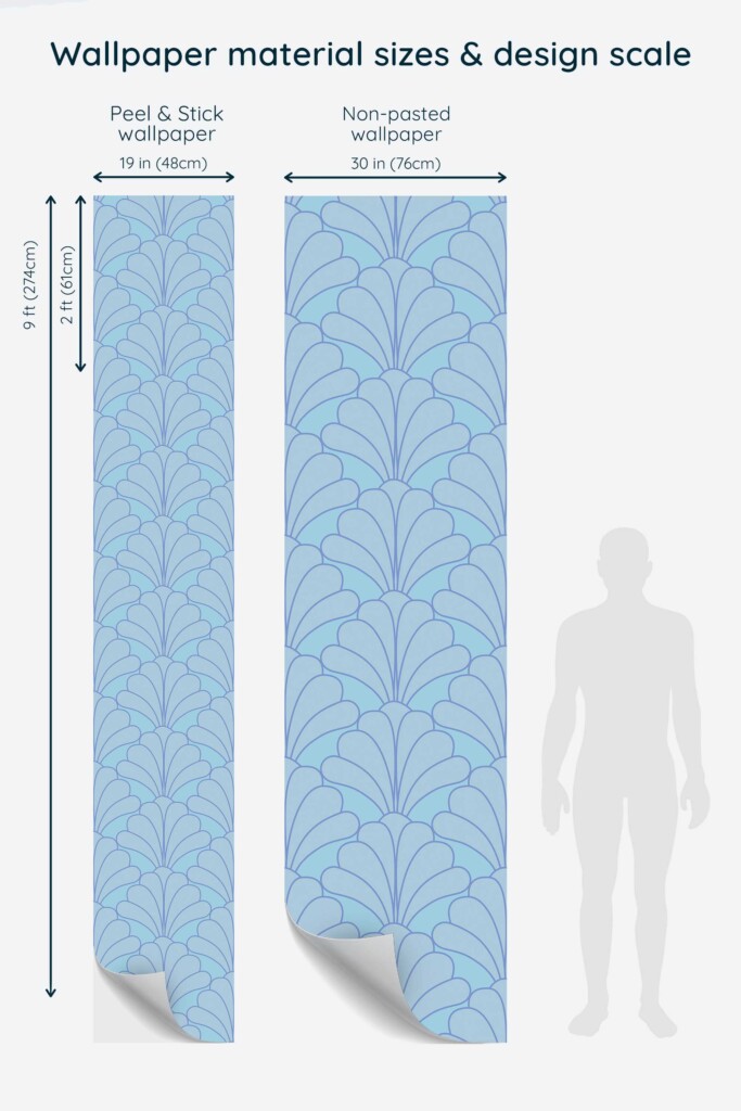 Traditional wallpaper in blue floral art deco by Fancy Walls