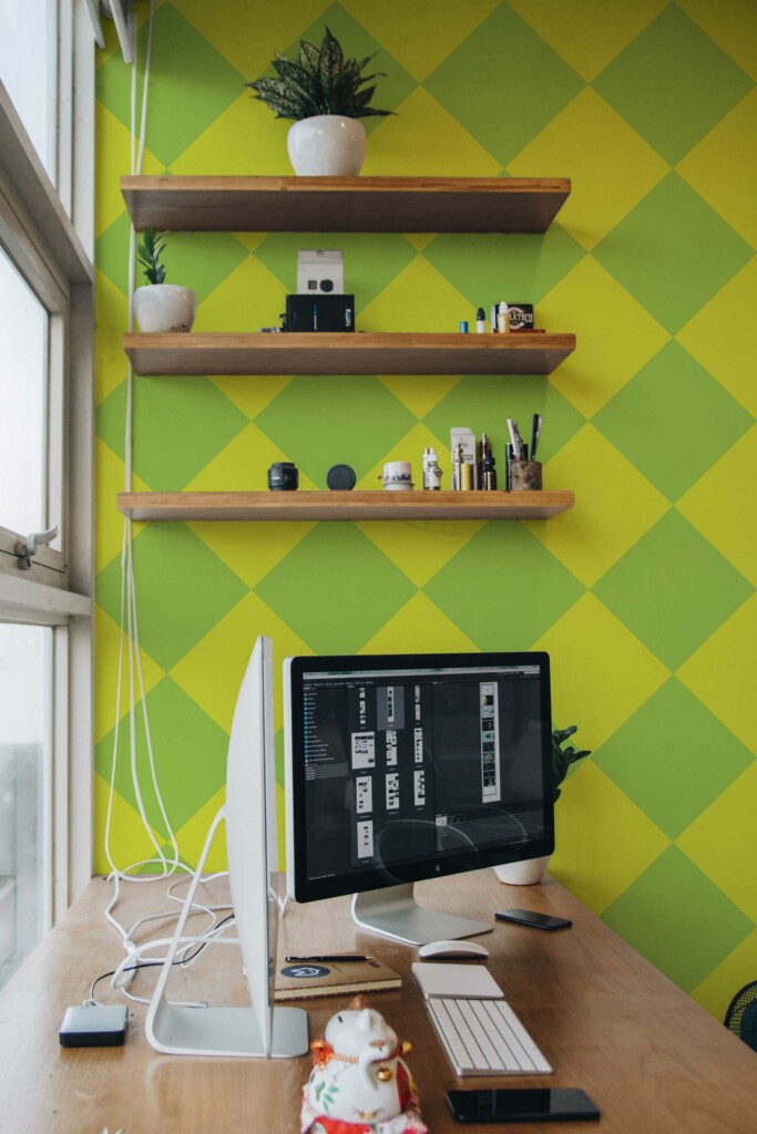 Removable wallpaper in Chartreuse Rhombus design by Fancy Walls