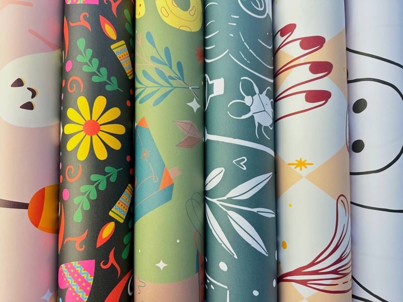 Fancy Walls wallpaper giveaway pop-up with wallpaper rolls in close up. Subscribe and Win $500 for wallpaper - October 2023