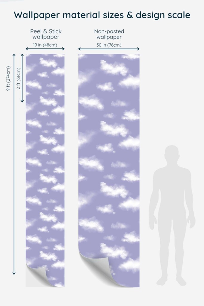 Purple cloud traditional wallpaper with fun vibes by Fancy Walls