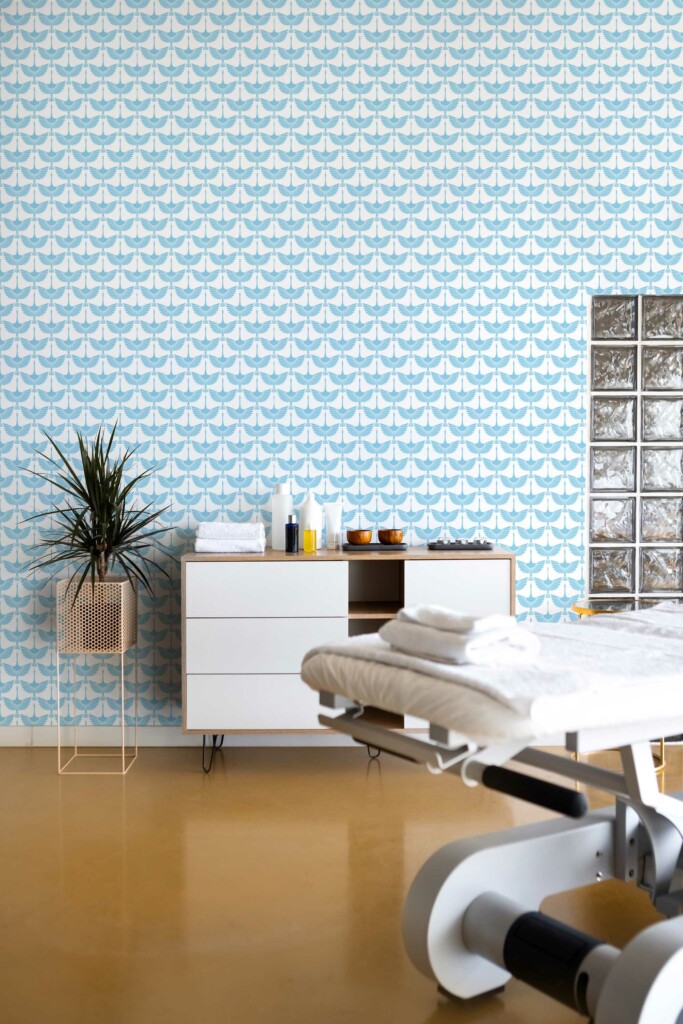 Unpasted Sky Blue Birds wallpaper in blue and white by Fancy Walls.