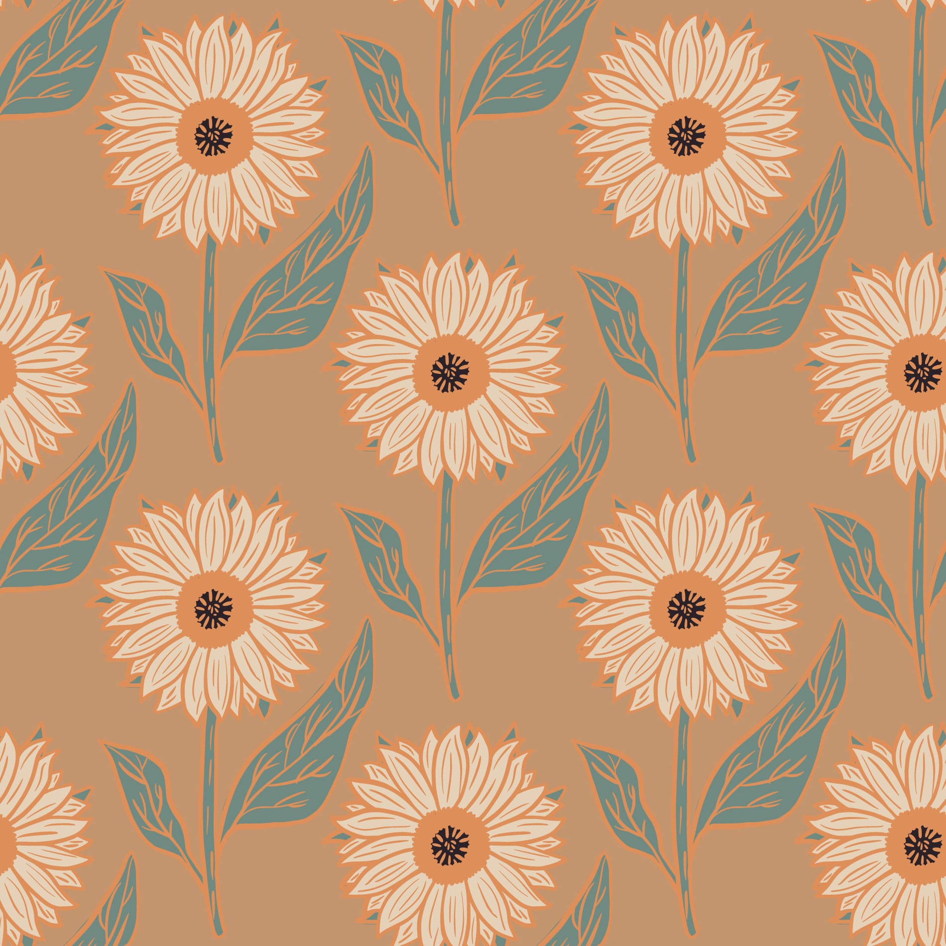 Aesthetic sunflower wallpaper - Peel and Stick or Non-Pasted