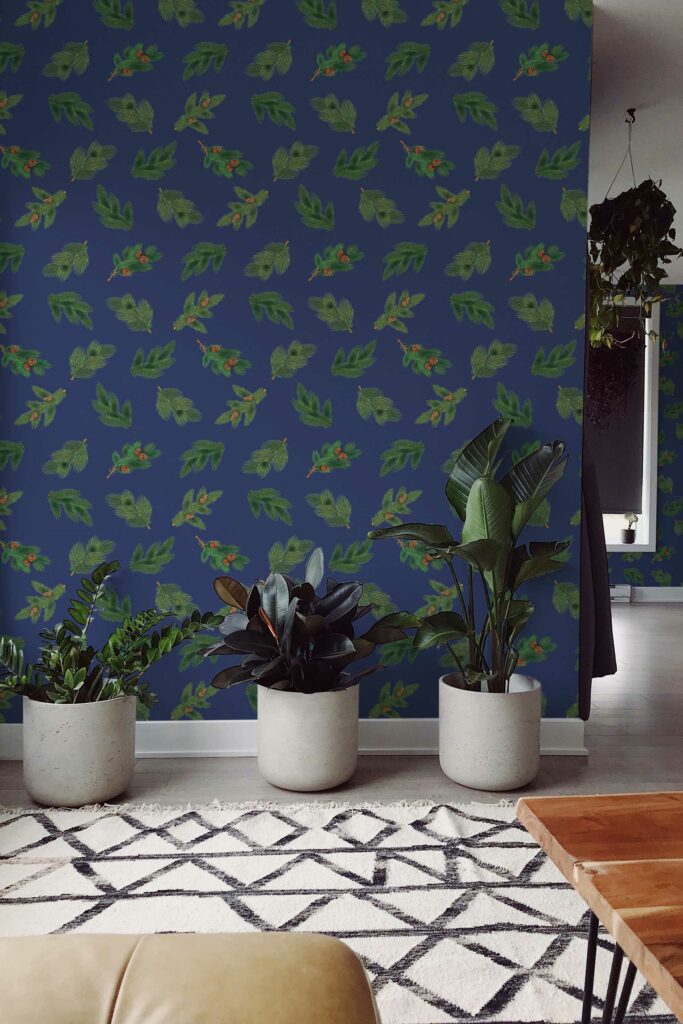 Blue pine pattern self-adhesive wallpaper by Fancy Walls