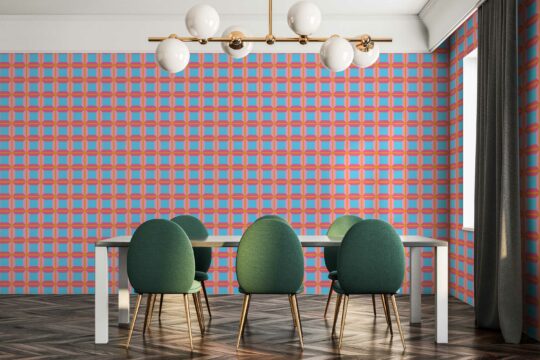 Removable wallpaper with vibrant pink and blue geometric design by Fancy Walls