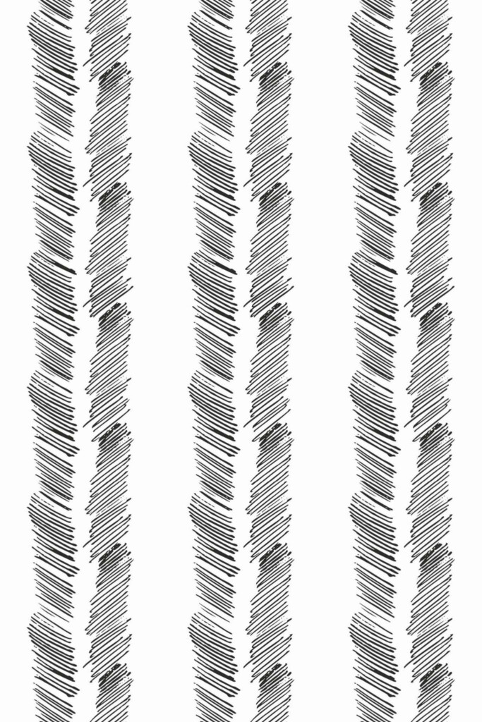 Pattern repeat of Pencil Brush stroke herringbone removable wallpaper design