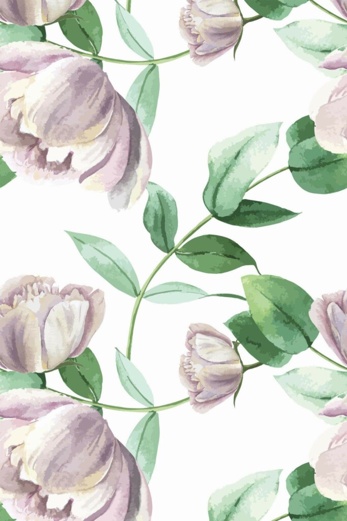 Pattern repeat of Peonies removable wallpaper design