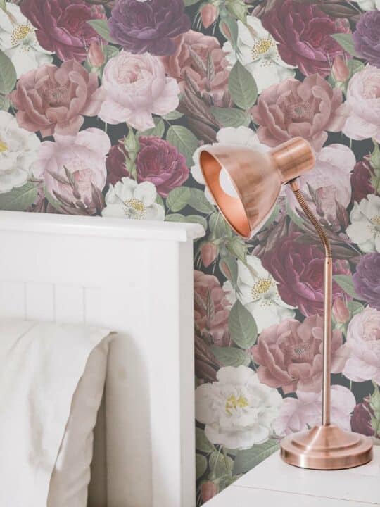 peonies red and pink traditional wallpaper