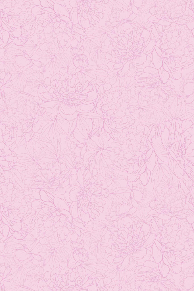 Pattern repeat of Peony Blush removable wallpaper design