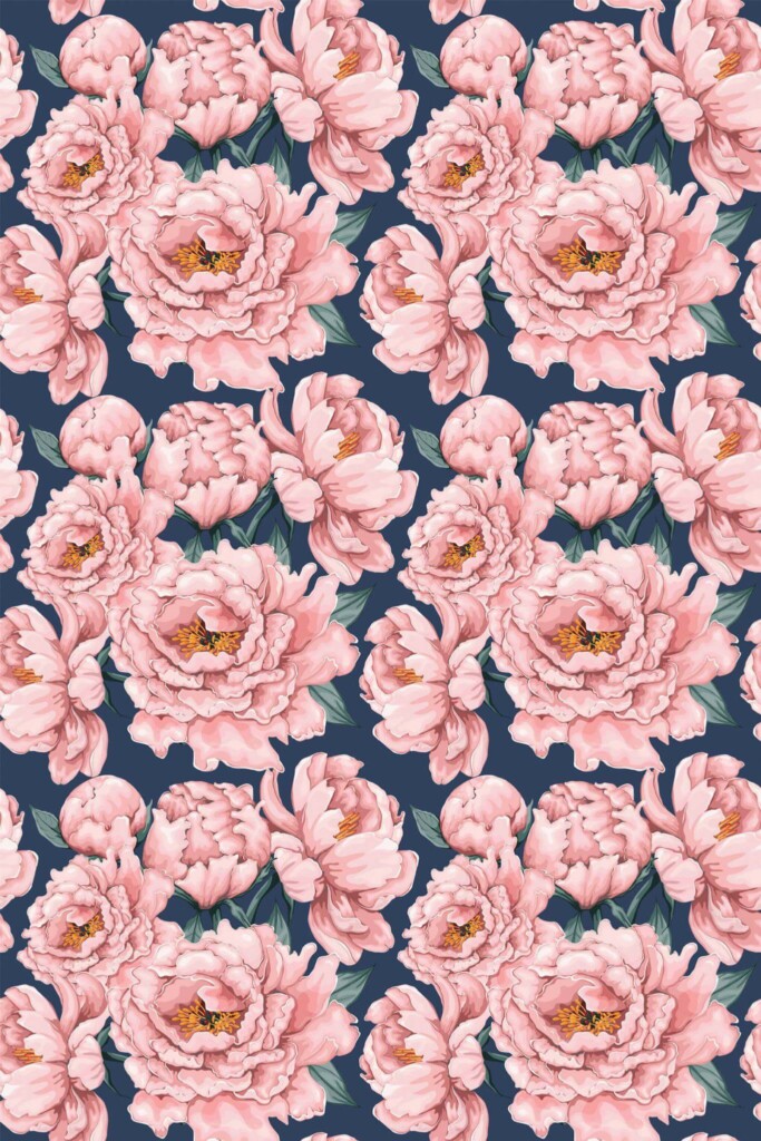 Pattern repeat of Peony removable wallpaper design