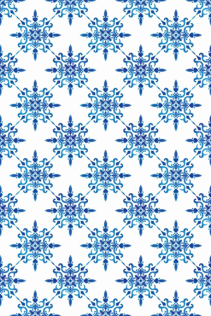 Pattern repeat of Petite Azulejo removable wallpaper design