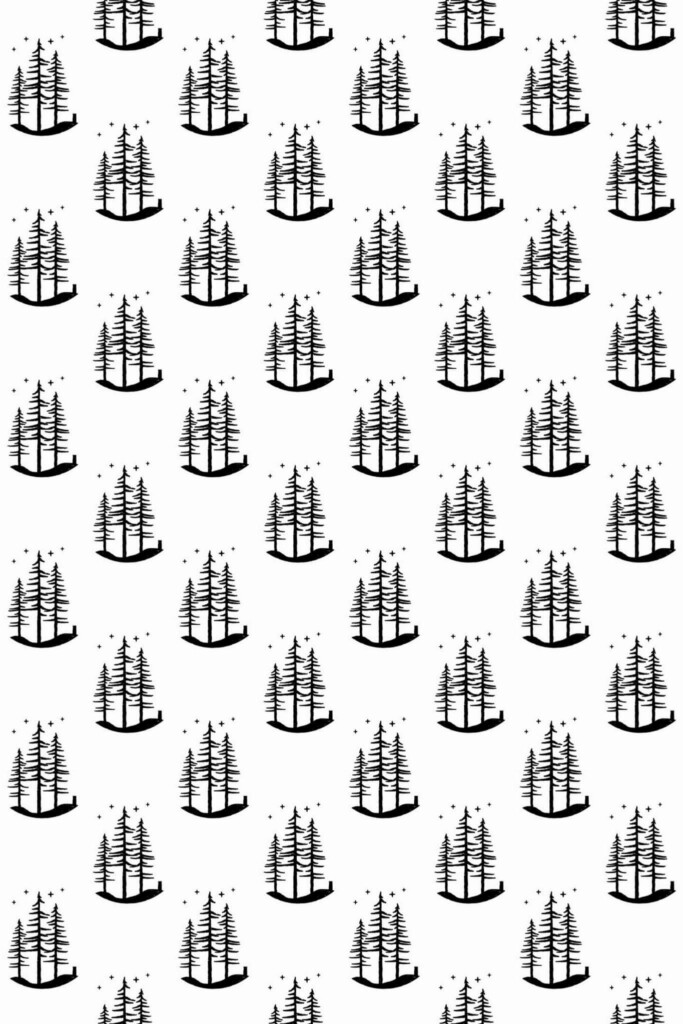 Pattern repeat of Pine tree removable wallpaper design