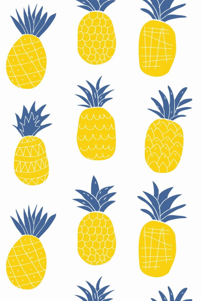 Pattern repeat of Pineapple removable wallpaper design