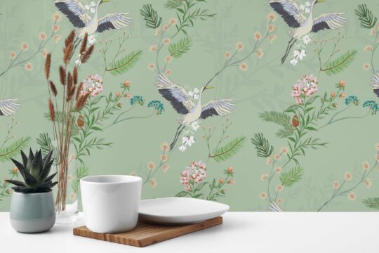 Verdant Avian Pine removable wallpaper from Fancy Walls