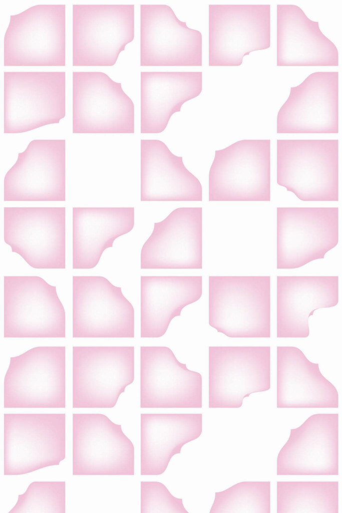Pattern repeat of Pink abstract geometric shapes removable wallpaper design
