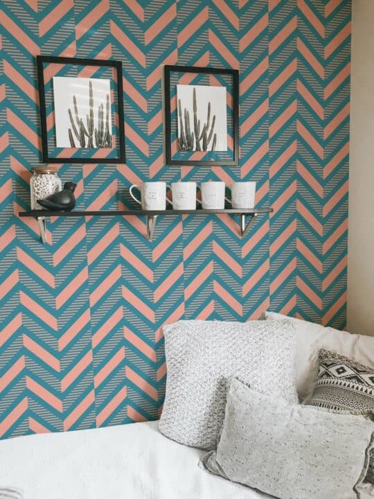 pink and blue stick and peel wallpaper