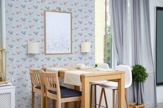 pink and gray stick and peel wallpaper