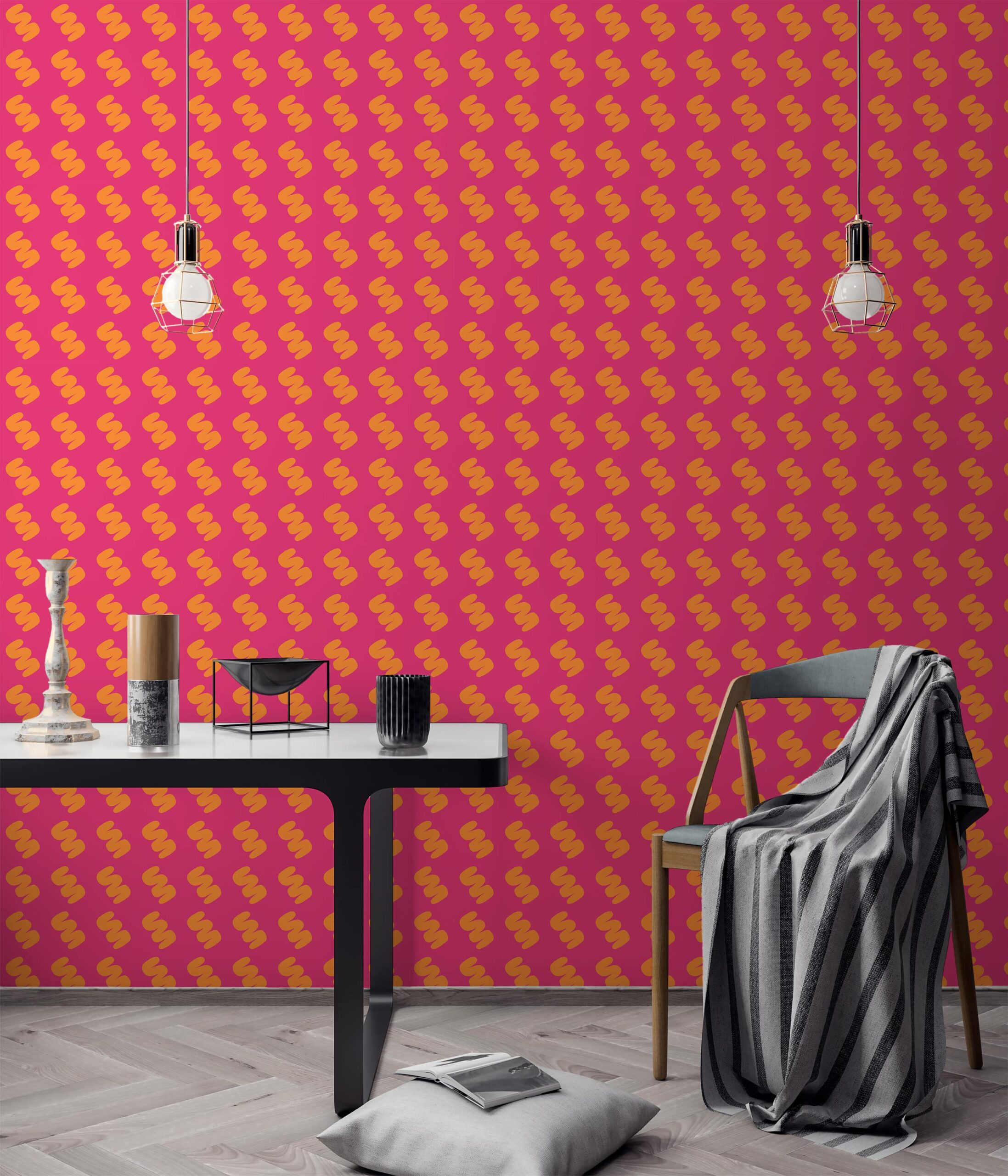 Bright pink and orange Wallpaper - Peel and Stick or Non-Pasted