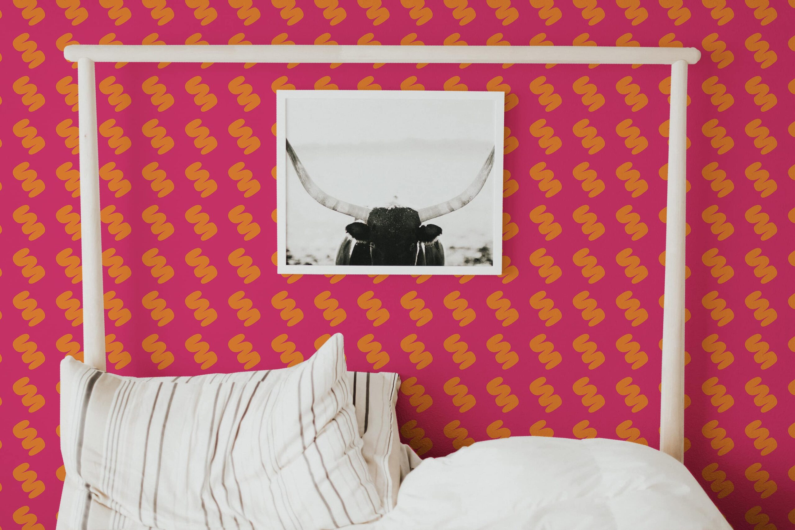 Bright pink and orange Wallpaper - Peel and Stick or Non-Pasted