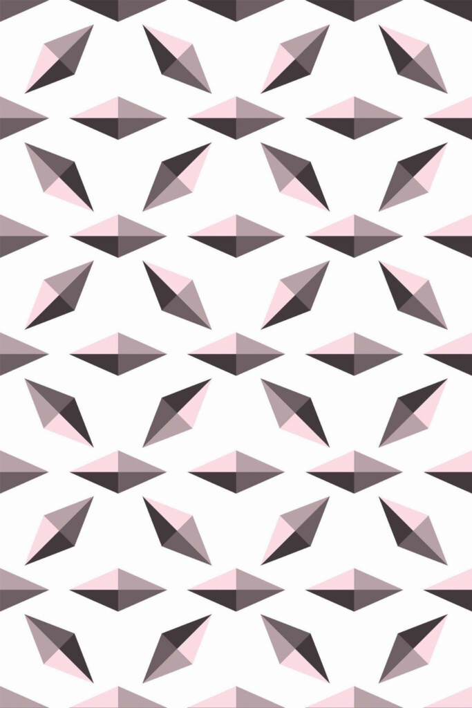 Pattern repeat of Pink and white diamond removable wallpaper design