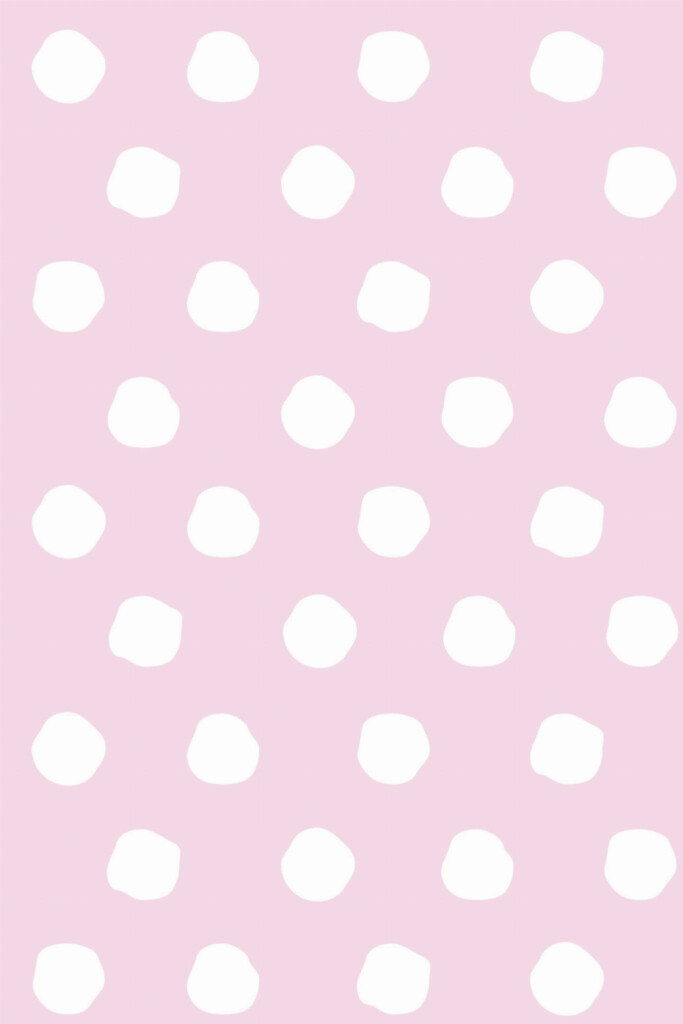 Pattern repeat of Pink and white polka dot removable wallpaper design