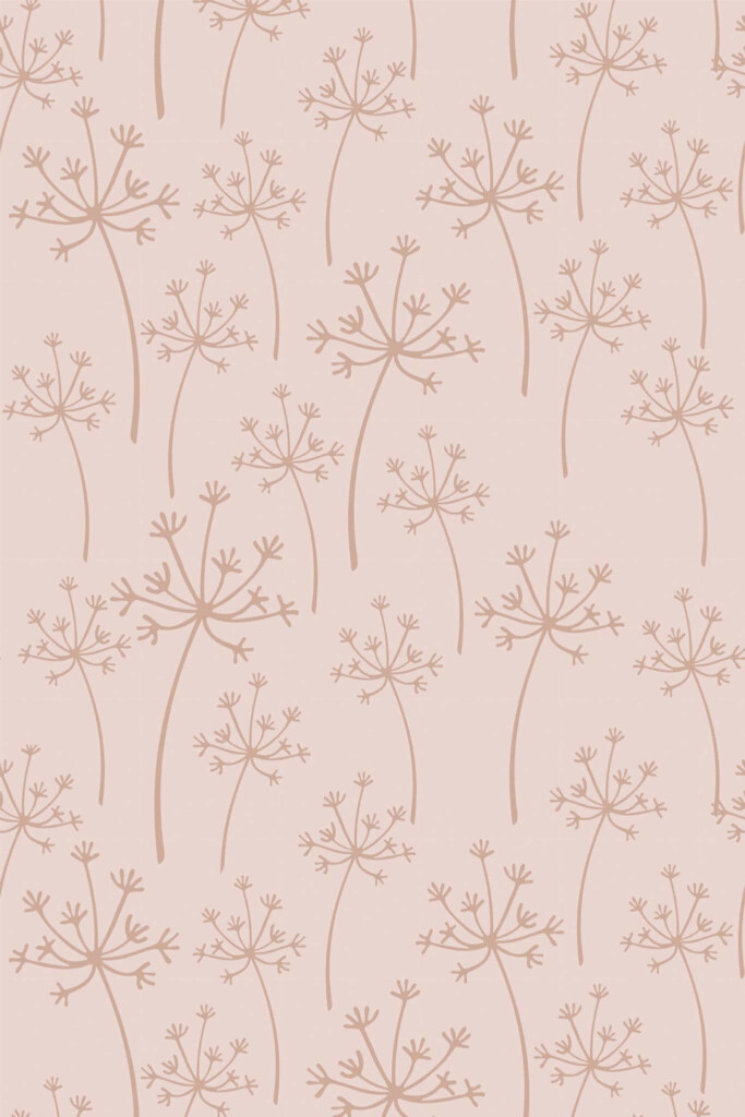 Pattern repeat of Pink anthriscus floral removable wallpaper design