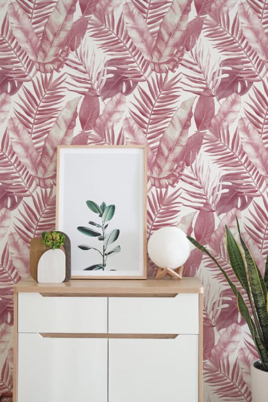 pink tropical unpasted wallpaper