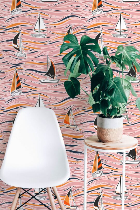 Abstract boat stick on wallpaper