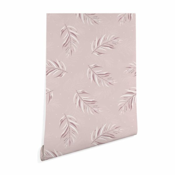 Pink boho leaf peel and stick removable wallpaper